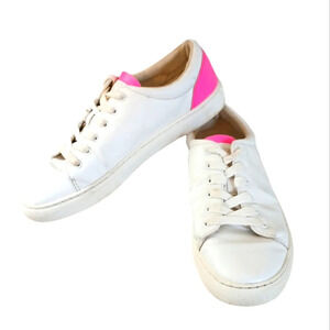 JCrew Roadtrip Sneakers Pink and White Leather Women's Tennis Shoes size 8